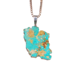 Persian Turquoise Pendant – Elegant Iran Shape, Handmade Silver