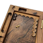 Premium doppelseitiges Wurzelholz-Backgammon & Schach-Set – Hartwachs-Finish – Bild 8