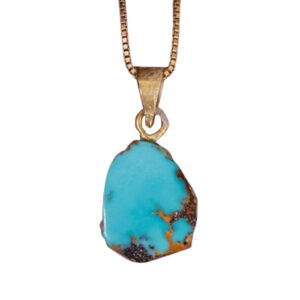 Polished Turquoise Fragment Necklace – Nishapur Stone in Gold-Plated Silver