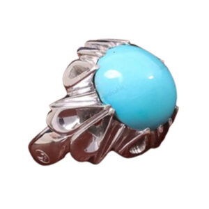 Premium Ajami Turquoise Ring for Men – Rhodium-Coated Silver, 16.71g