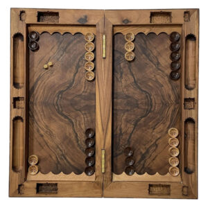 Premium Double-Sided Root Walnut Backgammon & Chess Set – Hardwax Finish