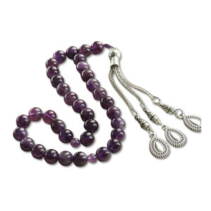 Purple Amethyst Tasbih – 33 Natural Prayer Beads, Rich Purple Glow