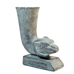 Ram-Head Rhyton Sculpture – Ancient Persian Ritual Vessel Replica