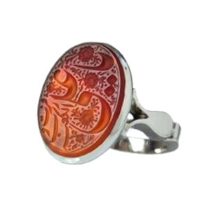 Red Agate Silver Ring by “Ya Ali & Fuztu wa Rabb al-Kaaba” Hand-Engraved