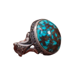 Religious Men's Ring with Nishapur Turquoise & Silver