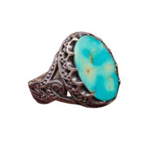 Religious Turquoise Ring for Men – Ya Ali Design, Natural Stone, Silver Band