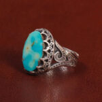 Religious Turquoise Ring for Men – Ya Ali Design, Natural Stone, Silver Band - Image 4
