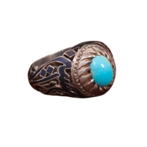 Religious Turquoise Ring for Men – Ya Hussein Design, Silver, Certified Stone