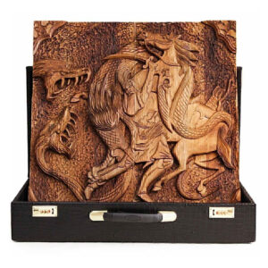 Rostam & Dragon Backgammon – 60cm Walnut Board Inspired by Persian Myth
