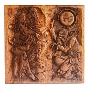 Rumi & Shams Backgammon – A Literary Tribute in Hand-Carved Walnut Relief