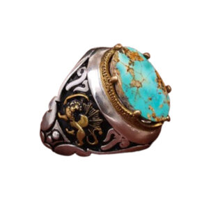 Shajari Firoozeh Ring with Shiro Khorshid with Silver, 18g, Persian Symbol