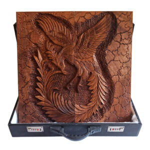 Simurgh Carved Backgammon – Persian Myth Etched into Premium Walnut Wood
