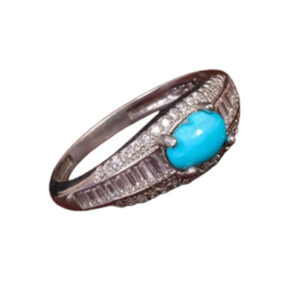 Slim Firuze Stone Ring for Women – Ajam Blue Stone, Sterling Silver