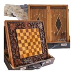 Traditionelle Marketerie-Doppelbrett – Elegantes Schach & Backgammon in persischer Walnuss – Bild 3