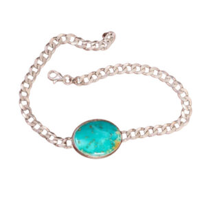 Unisex Classic Turquoise Bracelet with Premium Nishabur Stone & Silver Craft