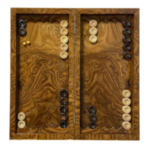 Varsa Walnut Root Backgammon & Chess Board – Gloss Finish, Dual Play