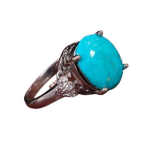 Women's Pure Turquoise Ring – Rhodium on Silver with Nishapur Stone