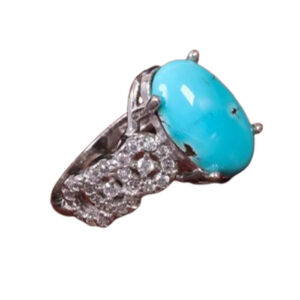 Women's Elegant Handmade Ring with Rare Shajari Turquoise Stone