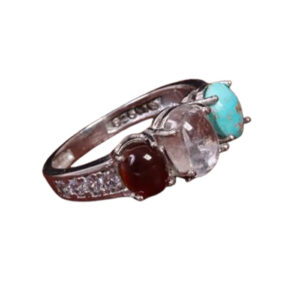 Women's Multi-Stone Ring – Shajari Turquoise, Yemeni Agate & Dur-e-Najaf