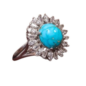 Women's Ring with Nishapur Turquoise – Oval Cut, Durable Rhodium Finish