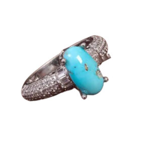 Women's Ring with Oval Persian Feroza, Radiant Finish