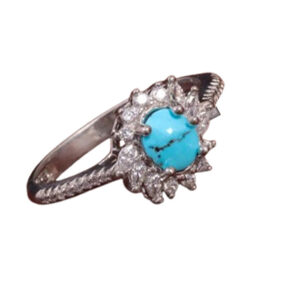 Women's Ring with Small Nishapur firoozeh – Rhodium 925 Silver