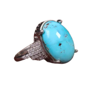 Women's Shajari Feroza Ring – Rhodium Plated Silver, Neyshapur Stone