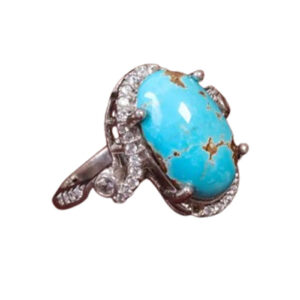 Women's Shajari Feroza Ring – Rhodium-Plated Silver, Nishapur Origin
