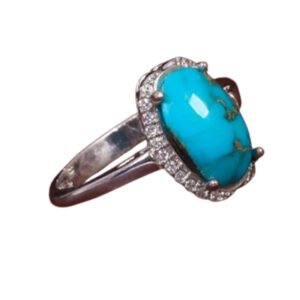 Women's Shajari Turquoise Ring – Rhodium-Plated 925 Silver, Nishapur Origin