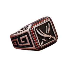 Zulfiqar Inspired Men's Ring – 925 Silver with Radiant Rhodium Polish, 8.13g