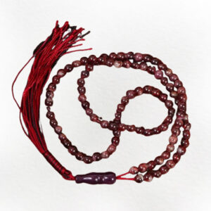 101-Bead Garnet Misbaha Tasbih – Deep Red Round Cut, Authentic
