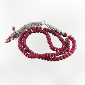 101-Bead Ruby Misbaha Tasbih – Deep Red Stones, Silver, Hand-Carved