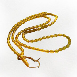101-Bead Yellow Amber Tasbih – Transparent Powdery Finish, Handmade