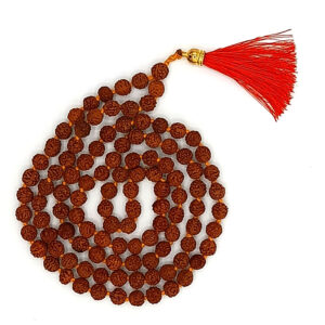 108-Bead Rudraksha Tasbih – 10mm, 5-Mukhi, Knotted, Indian Origin