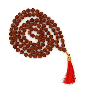 108 Sacred Seeds Rudraksha Prayer Beads – 8mm, Red Cord, Meditation Tool