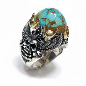 Authentic Turquoise Ring – Faravahar Frame, Handmade & Certified