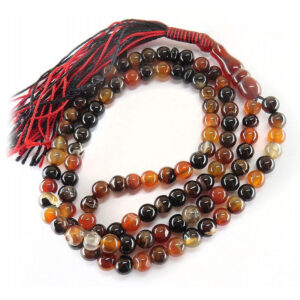 Black & Red Sulemani Agate Prayer Tasbih – 101 Beads, 30cm, Certified