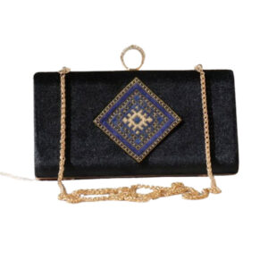Blue Termeh Velvet Clutch – 22×12cm, Rectangular Designs