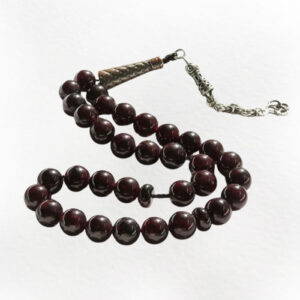 Ceylon Ruby Prayer Beads Tasbih – 33 Round Beads, 100% Genuine