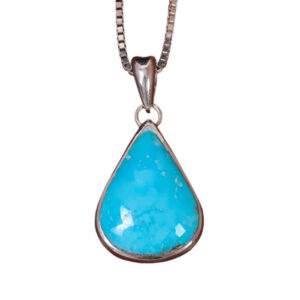 Drop-Shaped Turquoise Necklace – Handmade 925 Silver Frame