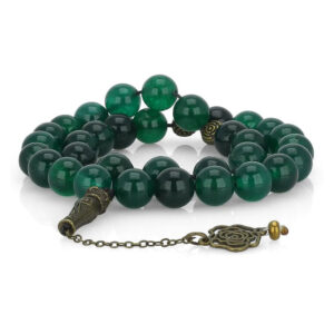 Emerald Green Agate Tasbih Rosary – 33 Handmade Beads