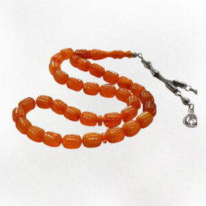 Ergonomic Red Amber Prayer Beads – 33 Beads, Spiritual Craft