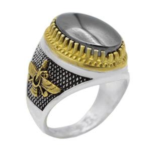 Faravahar Design Silver Ring – Protective Hadid Stone Engraving