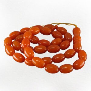 Finely Cut Orange Amber Misbaha – 33 Beads & Smooth Finish