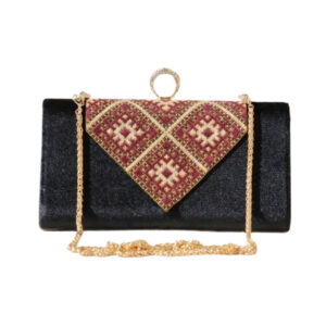 Formal Velvet Handbag – Hand-Stitched Balochi RectangularTriangular