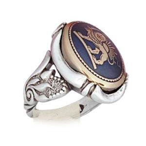 Hadid Ring for Men – Persian Lion & Sun, 925 Sterling, 14 g