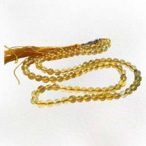 Handmade Citrine Prayer Misbaha – 33 Count, Polished Finish