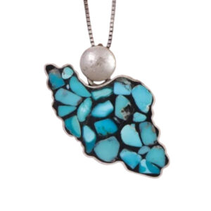 Handmade Iran Map Turquoise Pendant – Silver, Certified Neyshabur Stone