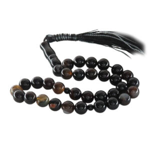 Handmade Onyx Rosary – 33 Count, Black Agate Misbaha, Elegant