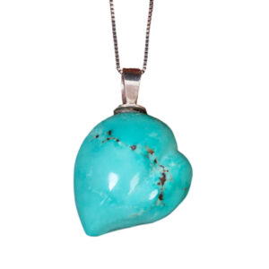 Heart-Cut Feroza Turquoise Pendant – Handmade Silver, 15g